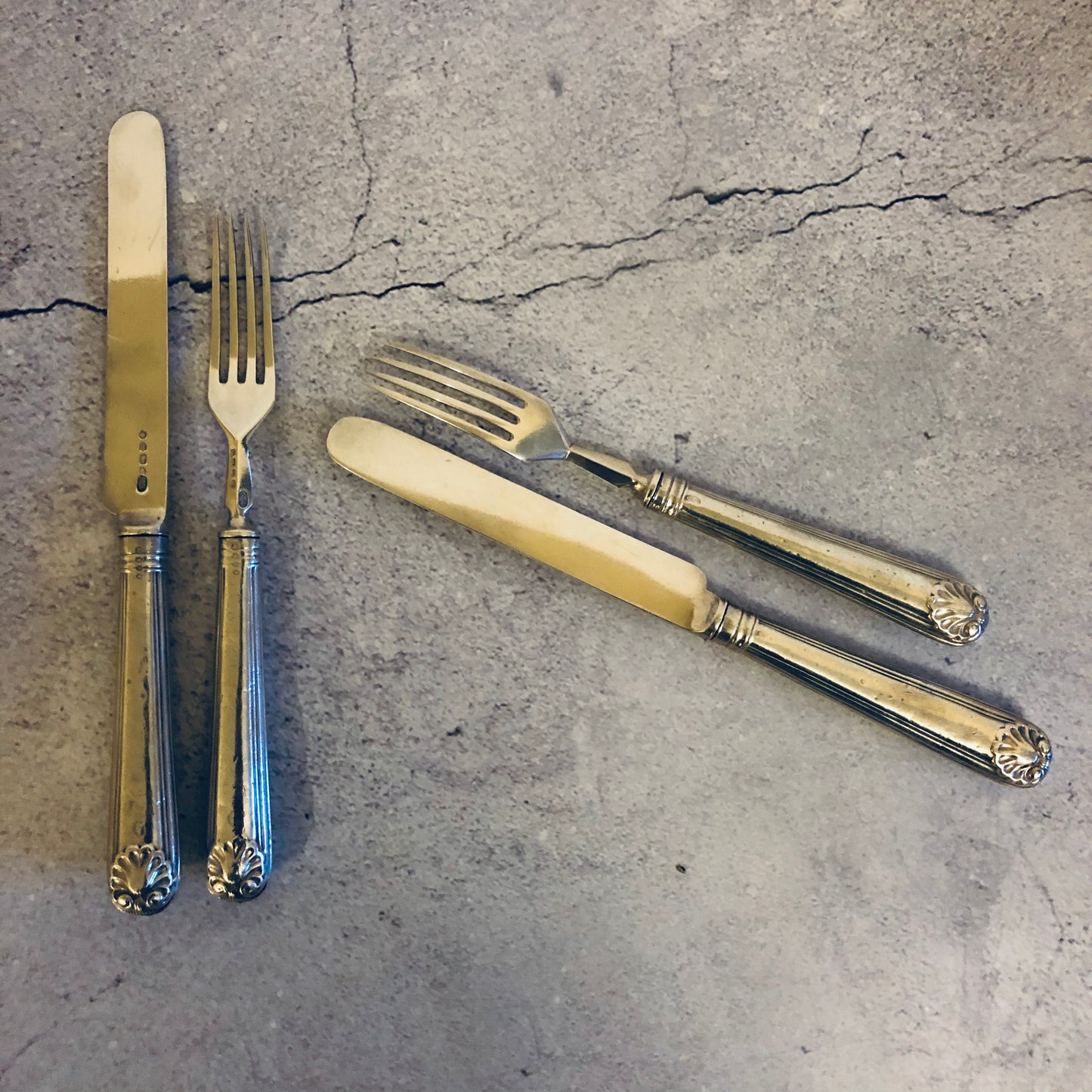 The Headhunter Scott - Antique Silver Table Knife & Fork Duo