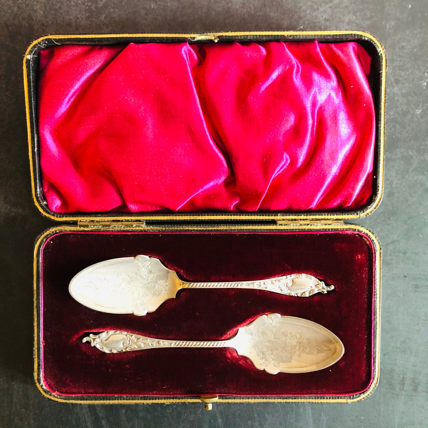 Antique Silver Engraved Preserve Spoons