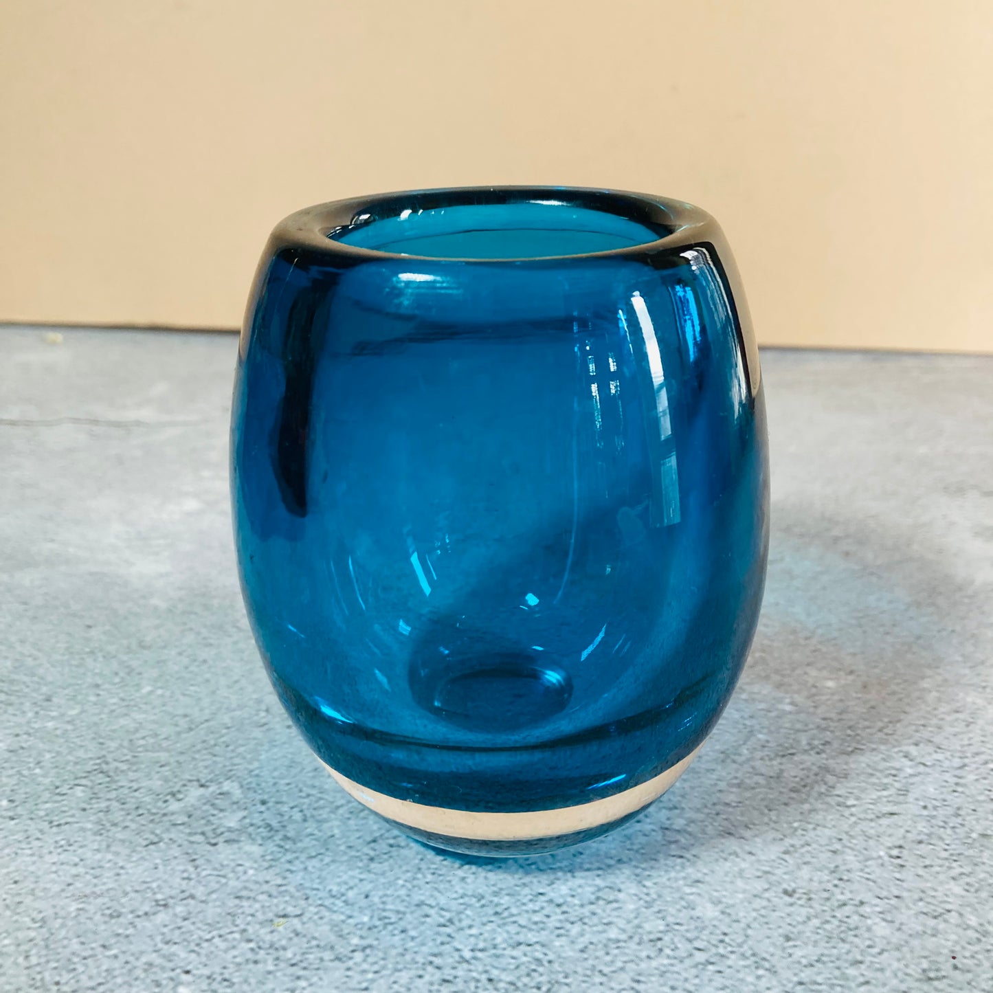 Mid Century Vintage Blue Glass Vase