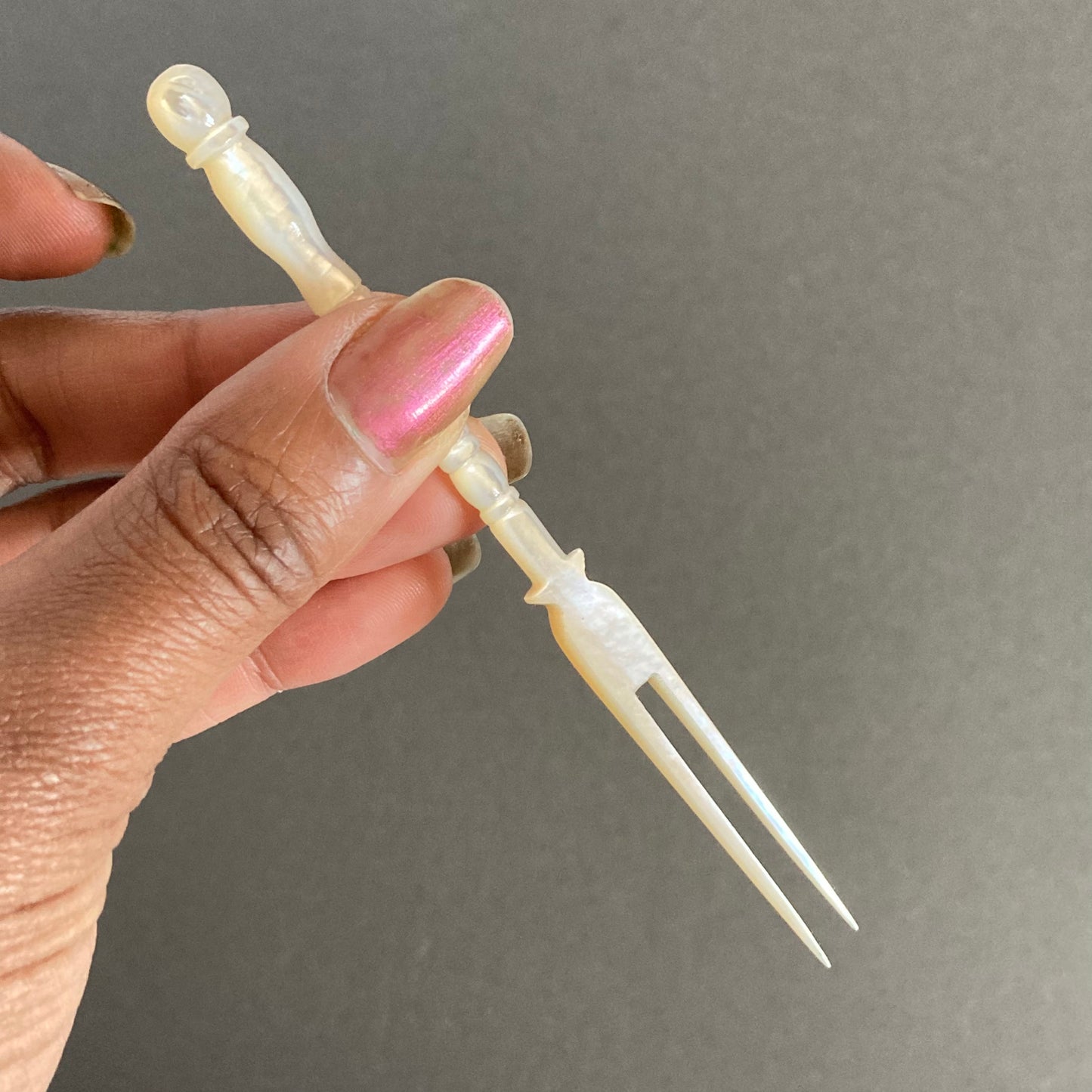 Unusual Antique Mother Of Pearl Cocktail Fork