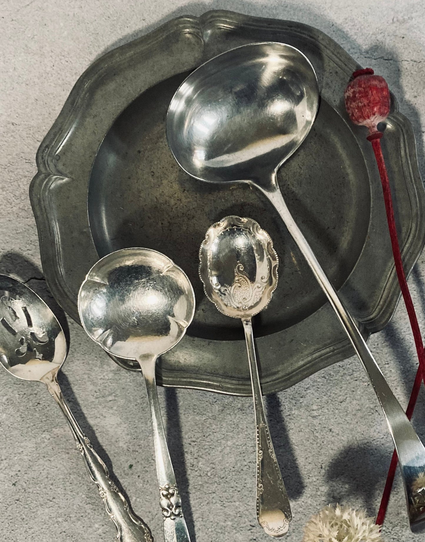 Antique Silver Long Soup Ladle