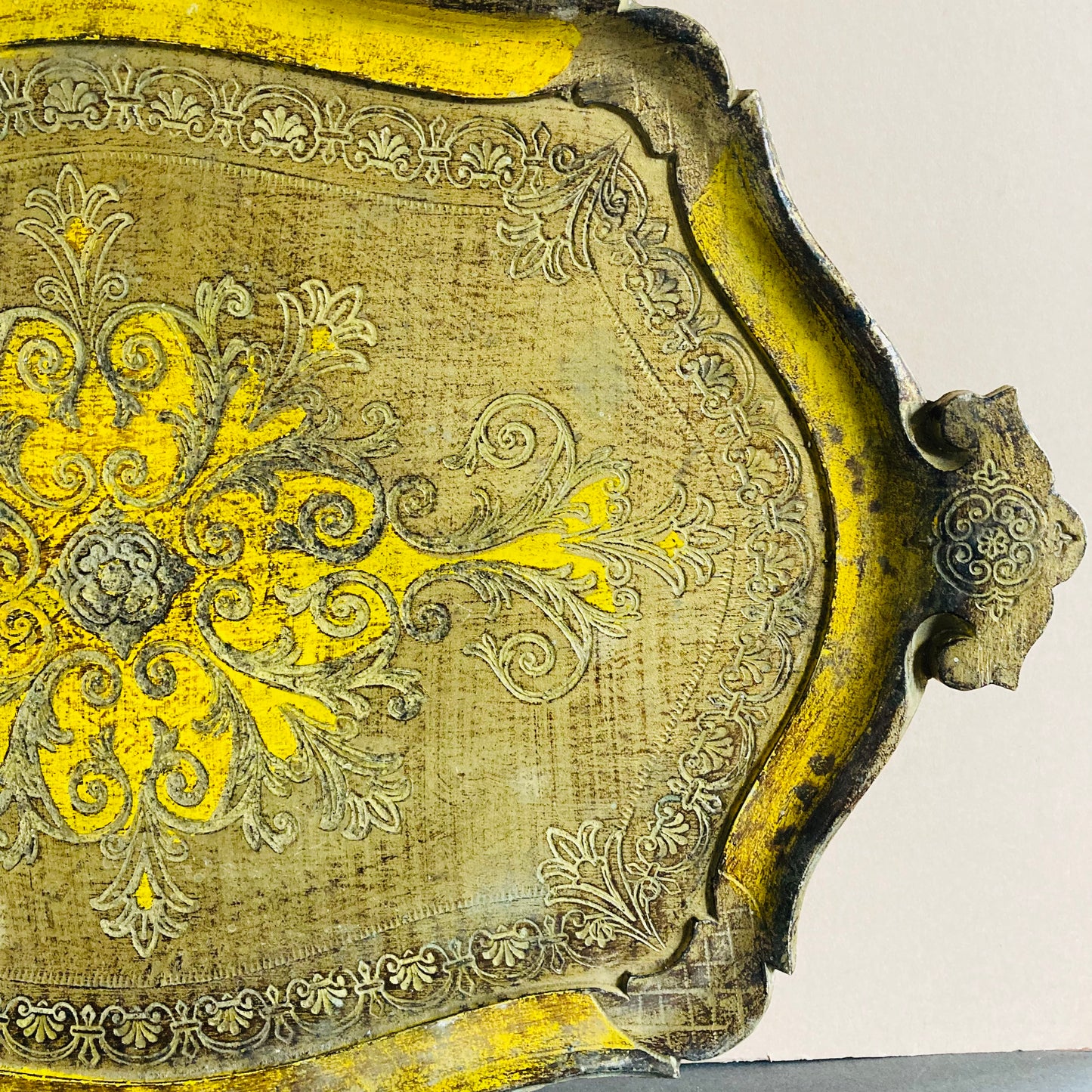 Large Vintage Gold Florentine Paper Mache Tray