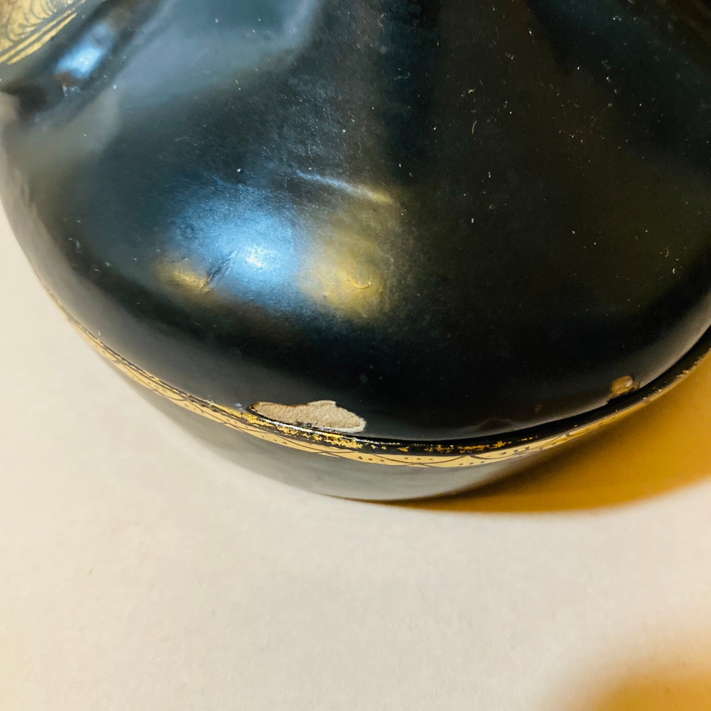 Burmese Vintage Paper Mache Black Lacquer Duck Boxes