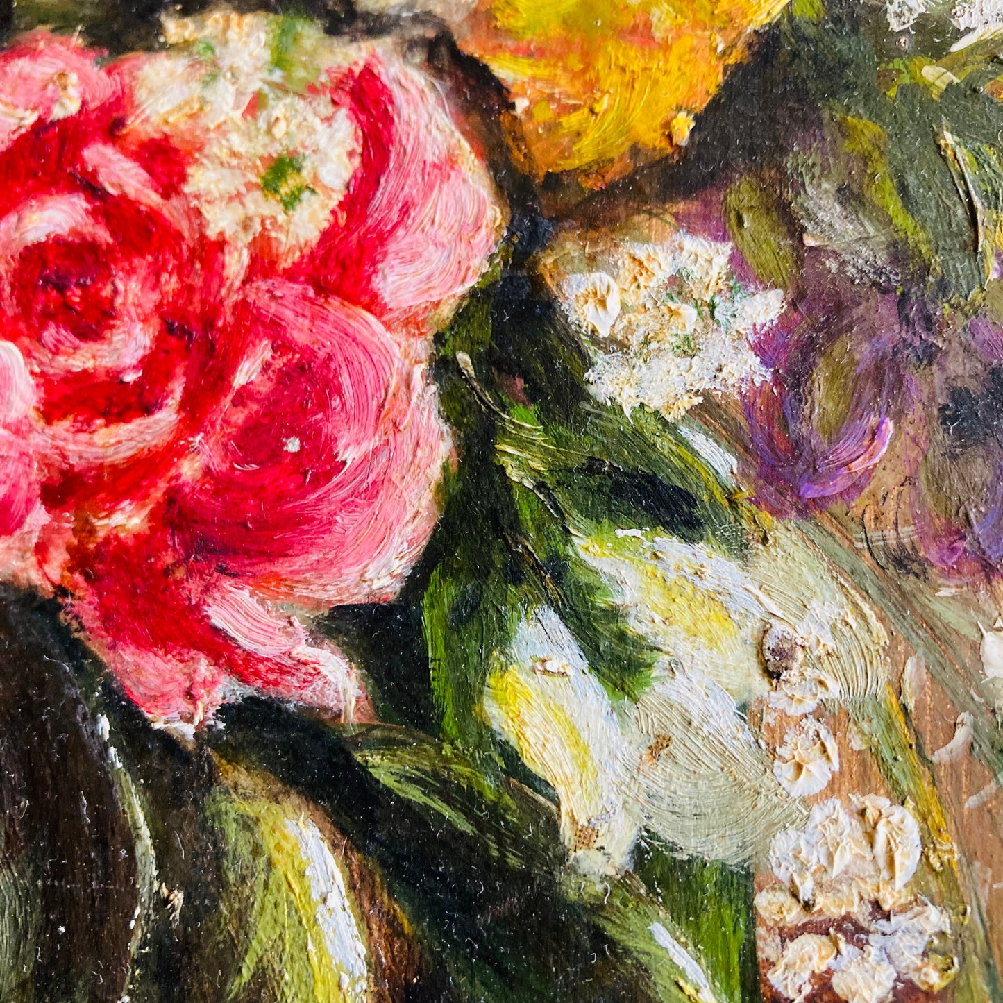 Vintage Pink Carnations Flowers with Cherub on Board