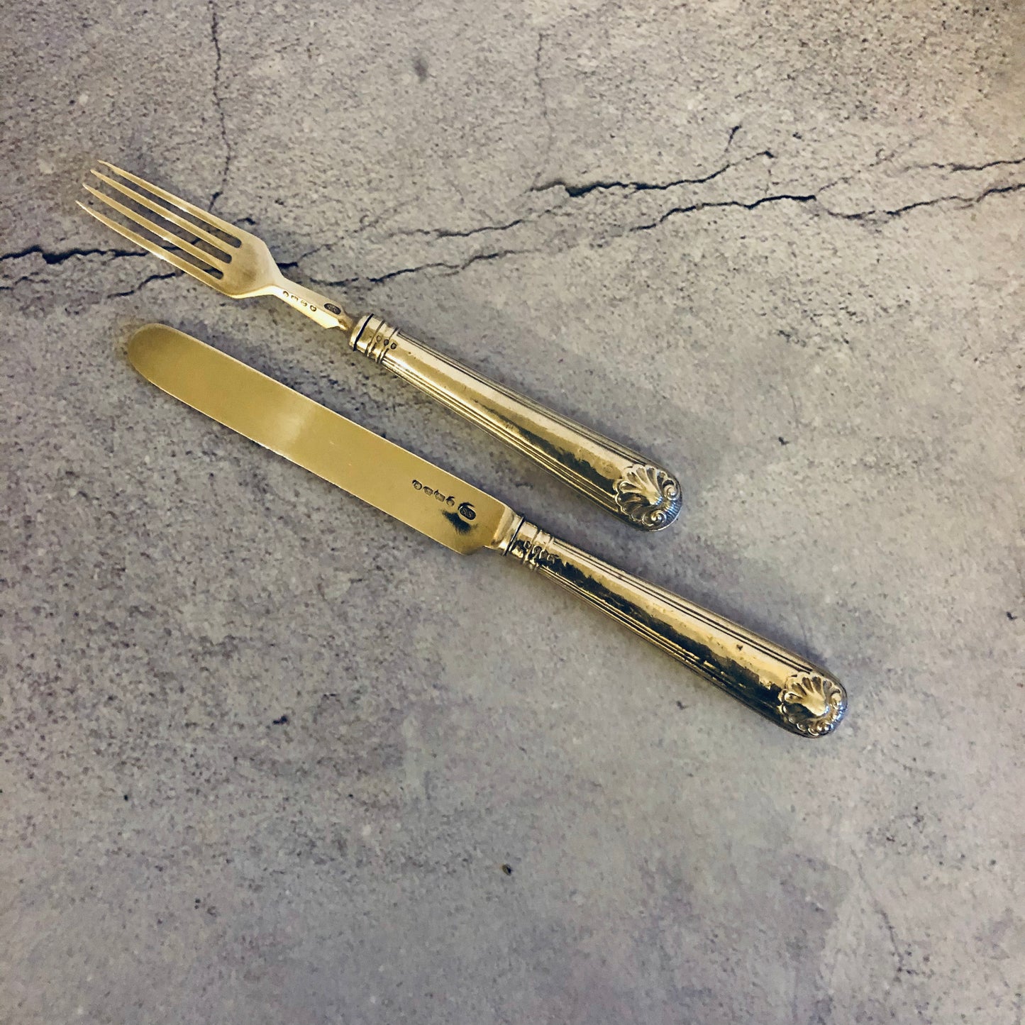 The Headhunter Scott - Antique Silver Table Knife & Fork Duo