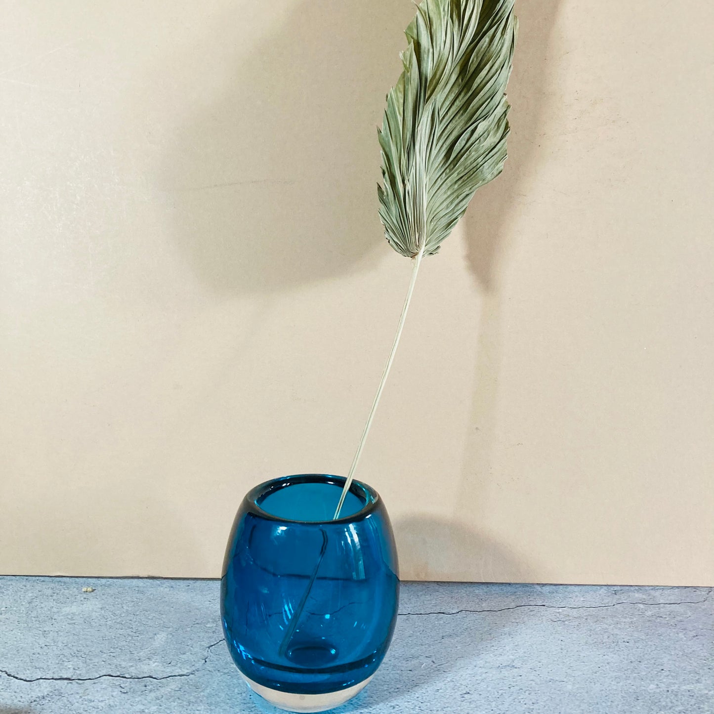 Mid Century Vintage Blue Glass Vase