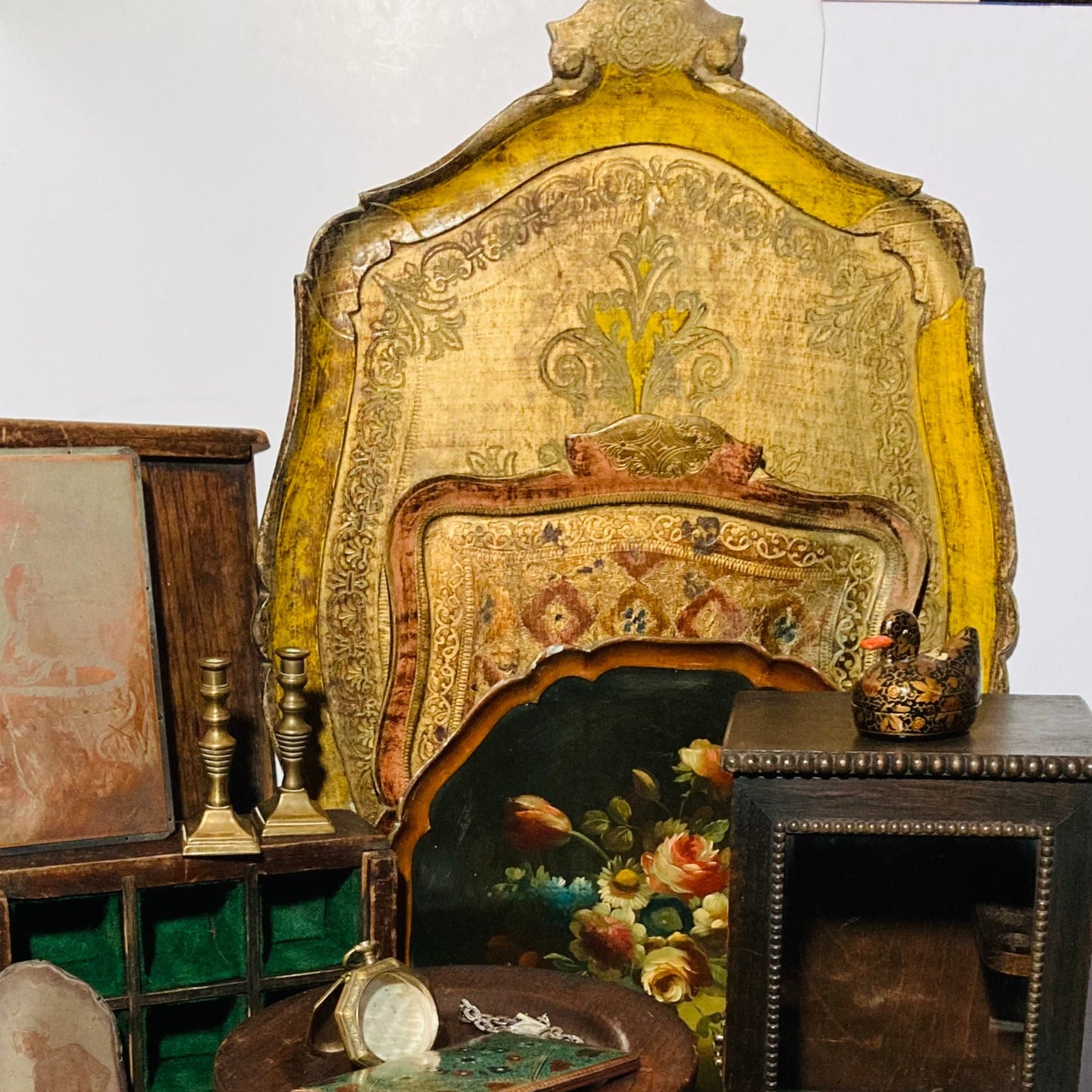 Large Vintage Gold Florentine Paper Mache Tray