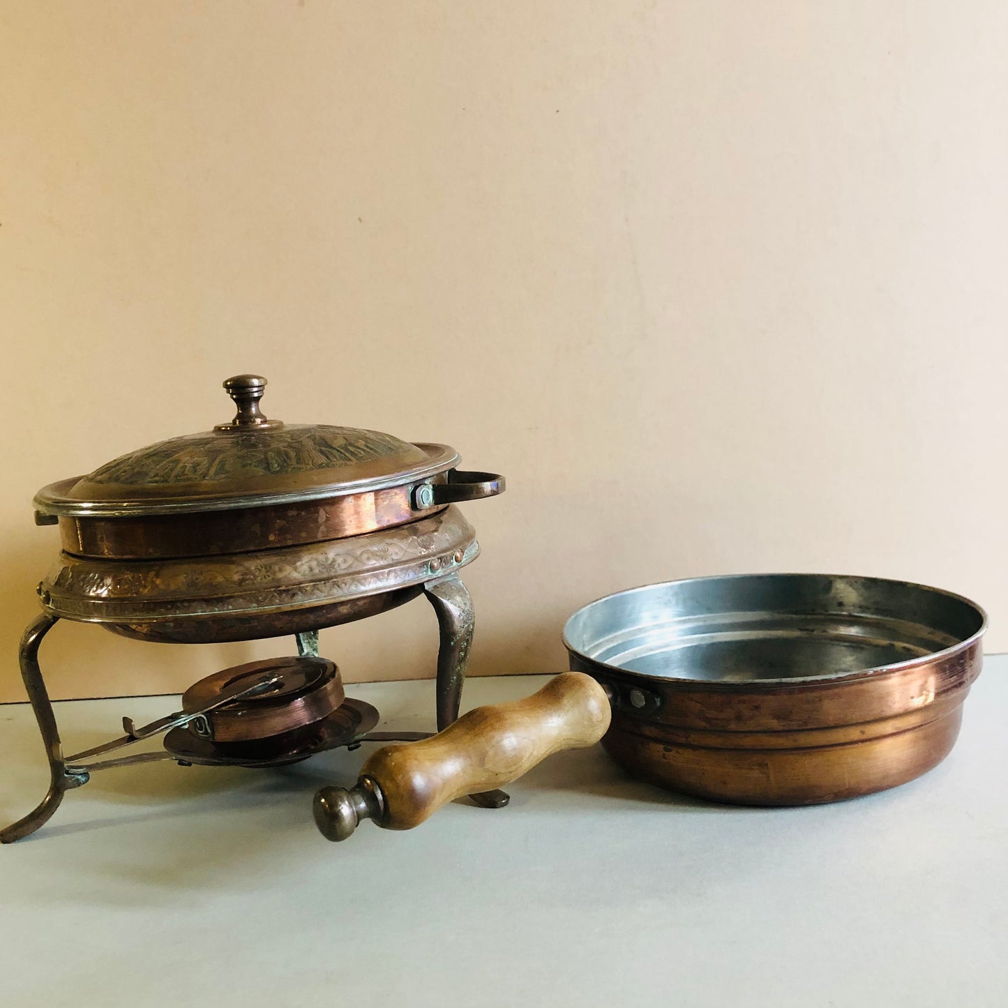 Vintage Copper Cooking Chafing Set