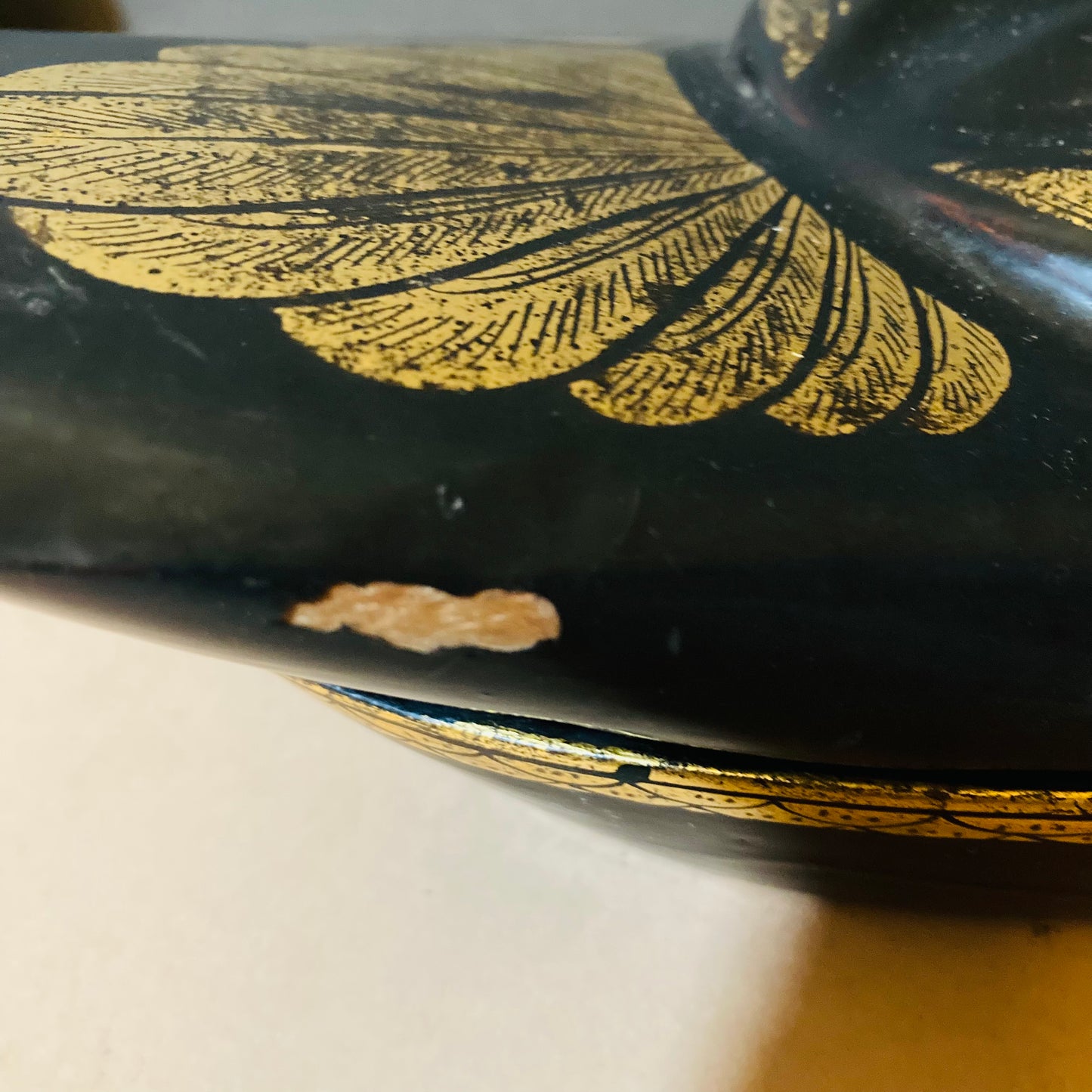 Burmese Vintage Paper Mache Black Lacquer Duck Boxes
