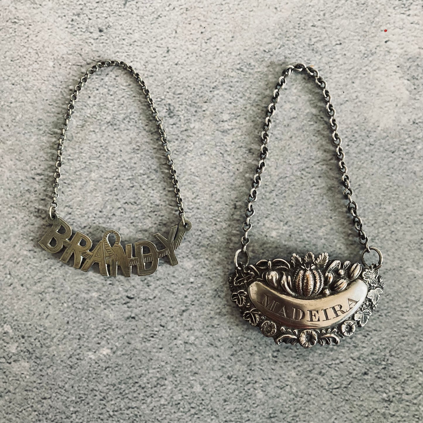 Antique Silver Decanter Bottle Label