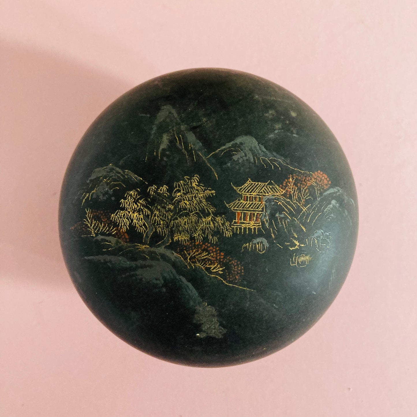 Japanese Lacquer Chinoiserie Round Box