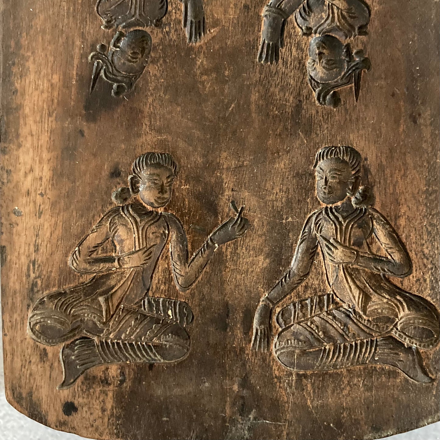 Antique Double Sided Biscuit Cookie Mould | Burmese Figures