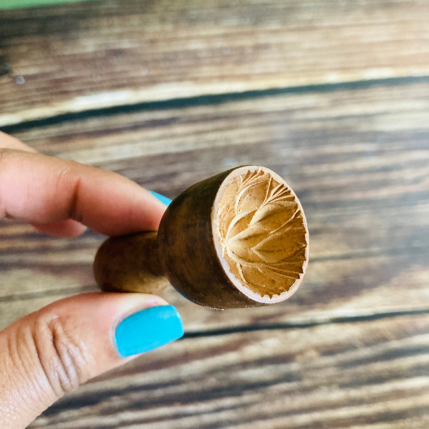 Antique Treen Miniature Wooden Butter Stamp | Country Farmhouse Kitchen