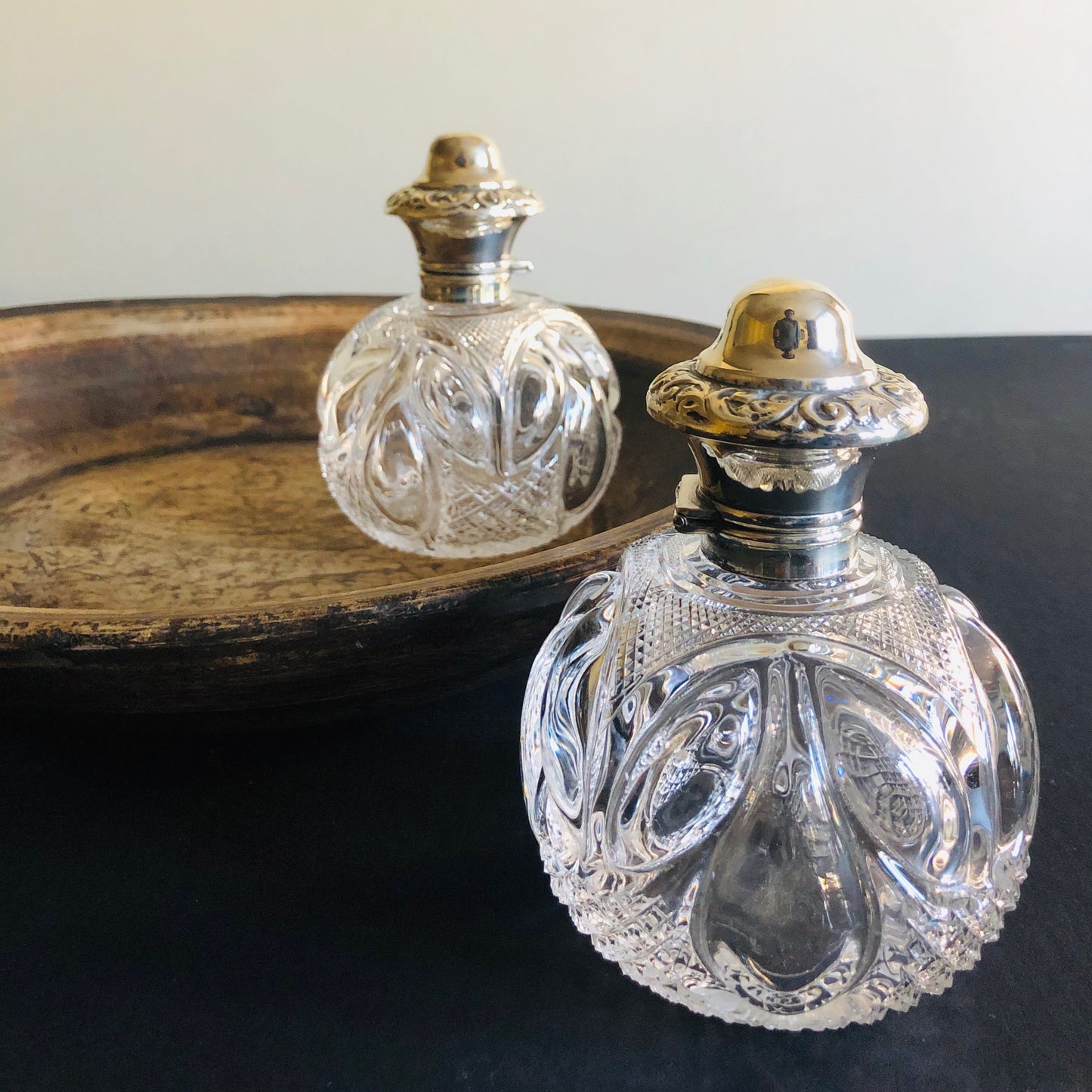 The Artist Peyton - Pair of Antique Silver Topped Perfume Bottles