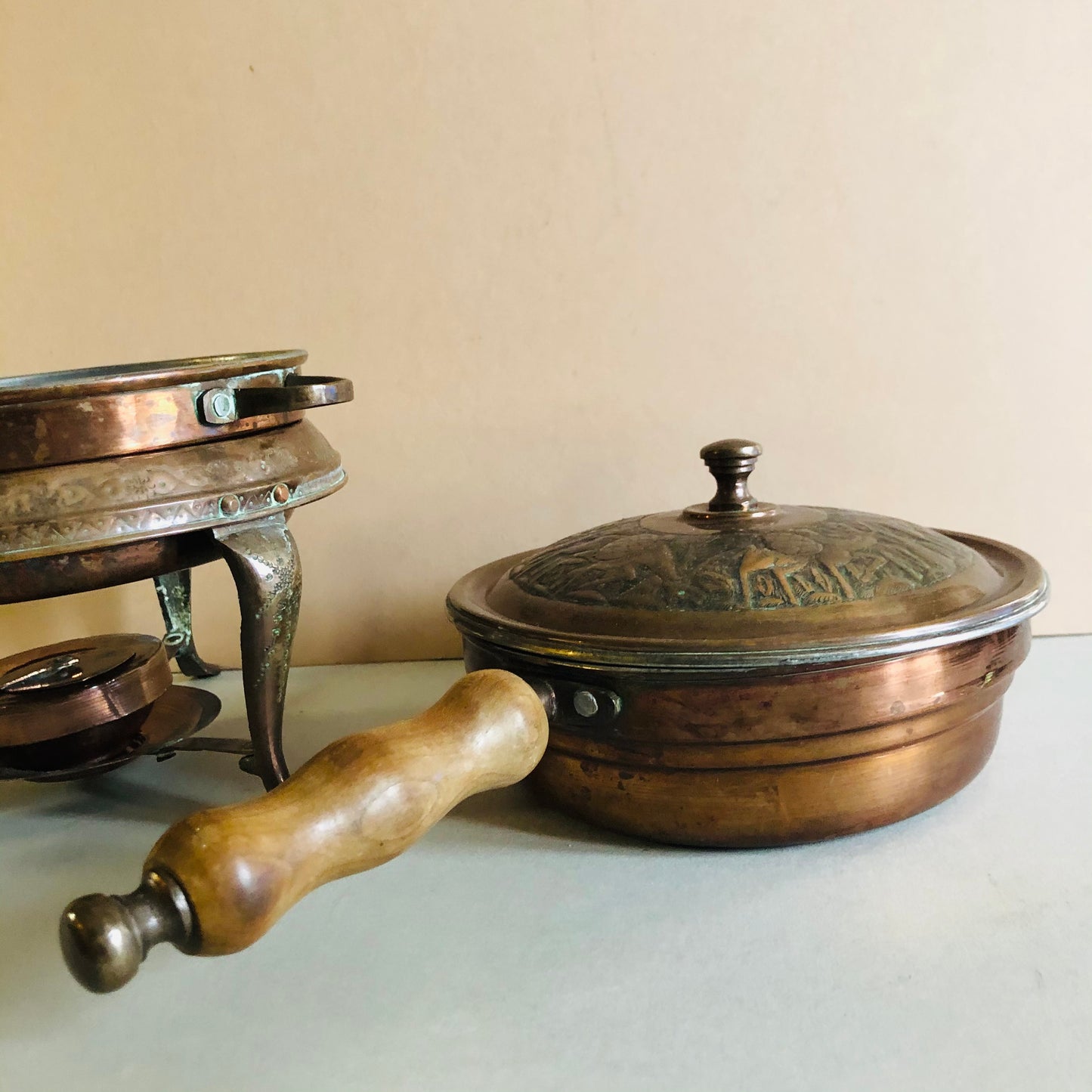 Vintage Copper Cooking Chafing Set