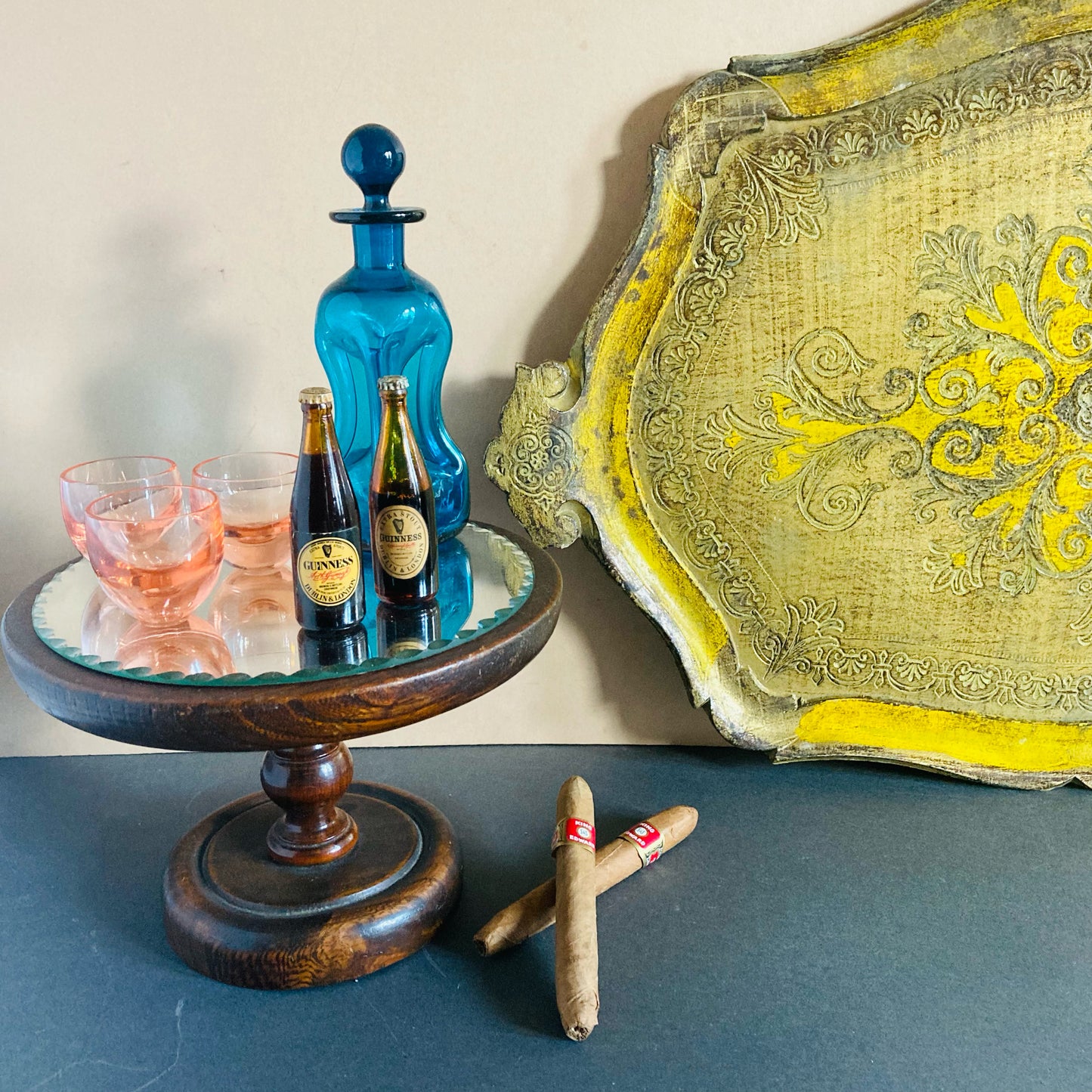 Large Vintage Gold Florentine Paper Mache Tray