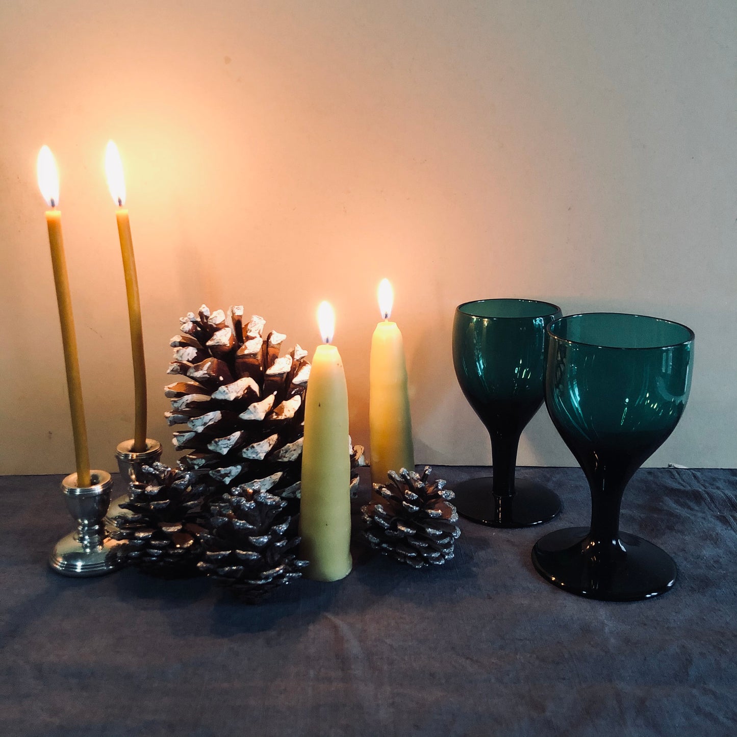 The Striper Michael - Antique Hand Blown Turquoise Wine Glasses