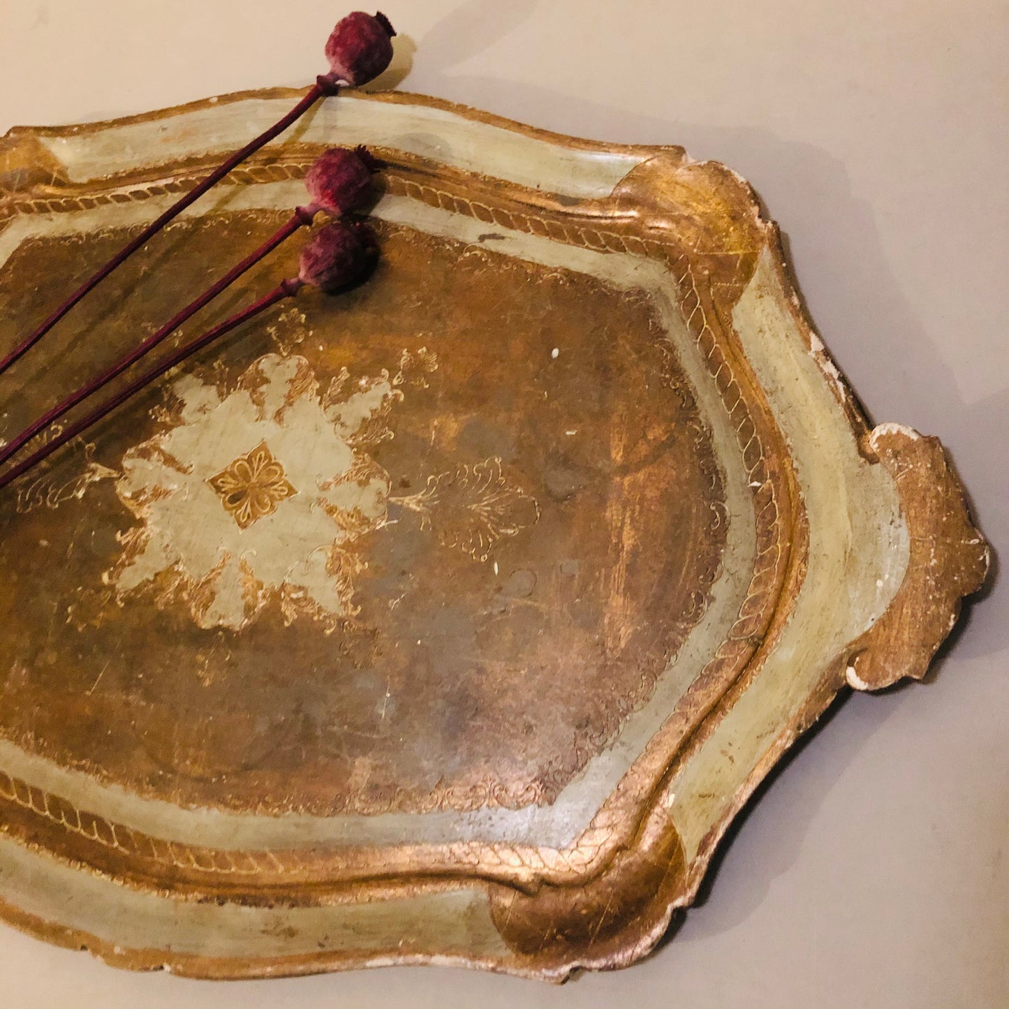 Large Papier Mache Florentine Tray | Vintage Homer Decor