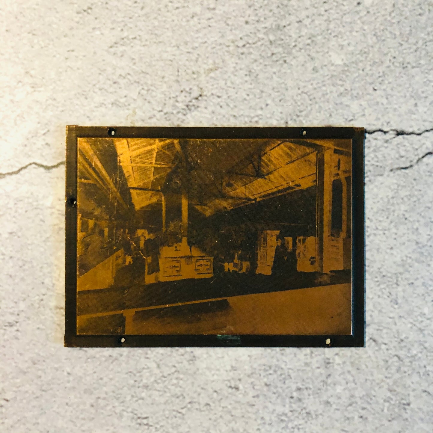 Vintage copper printing plate factory warehouse