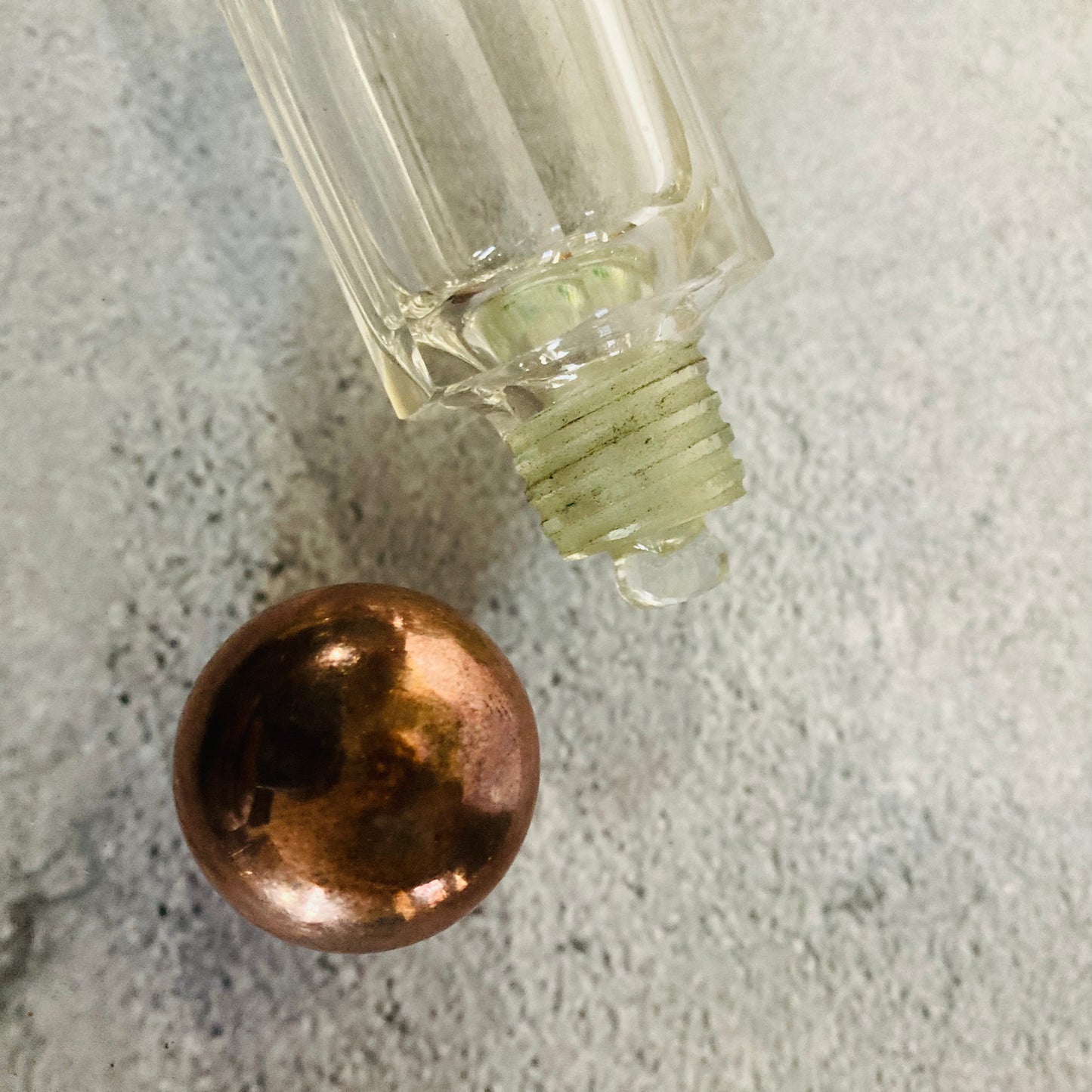 Unusual Antique Glass Double Ended Scent Bottle with Copper Lid