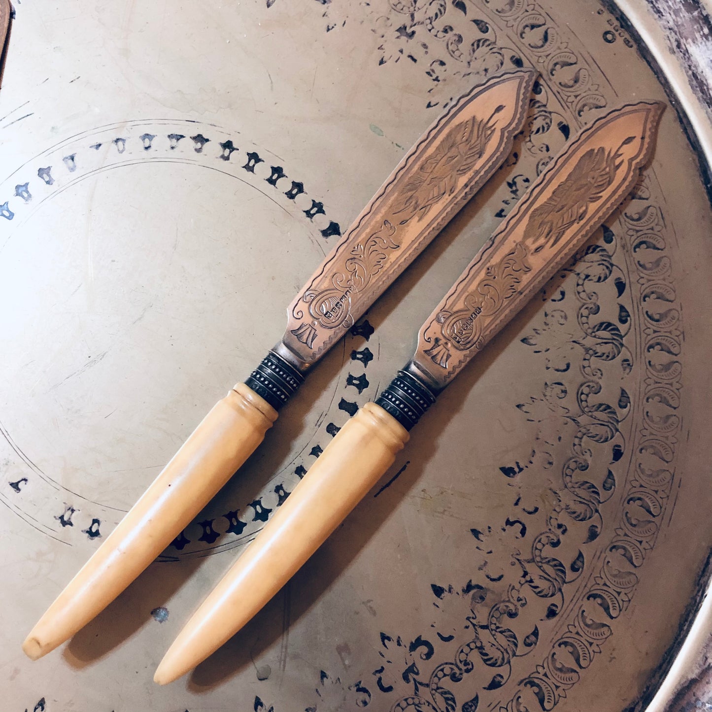 Fish Knives With Engraved Blades Richard Morton Sheffield 1885