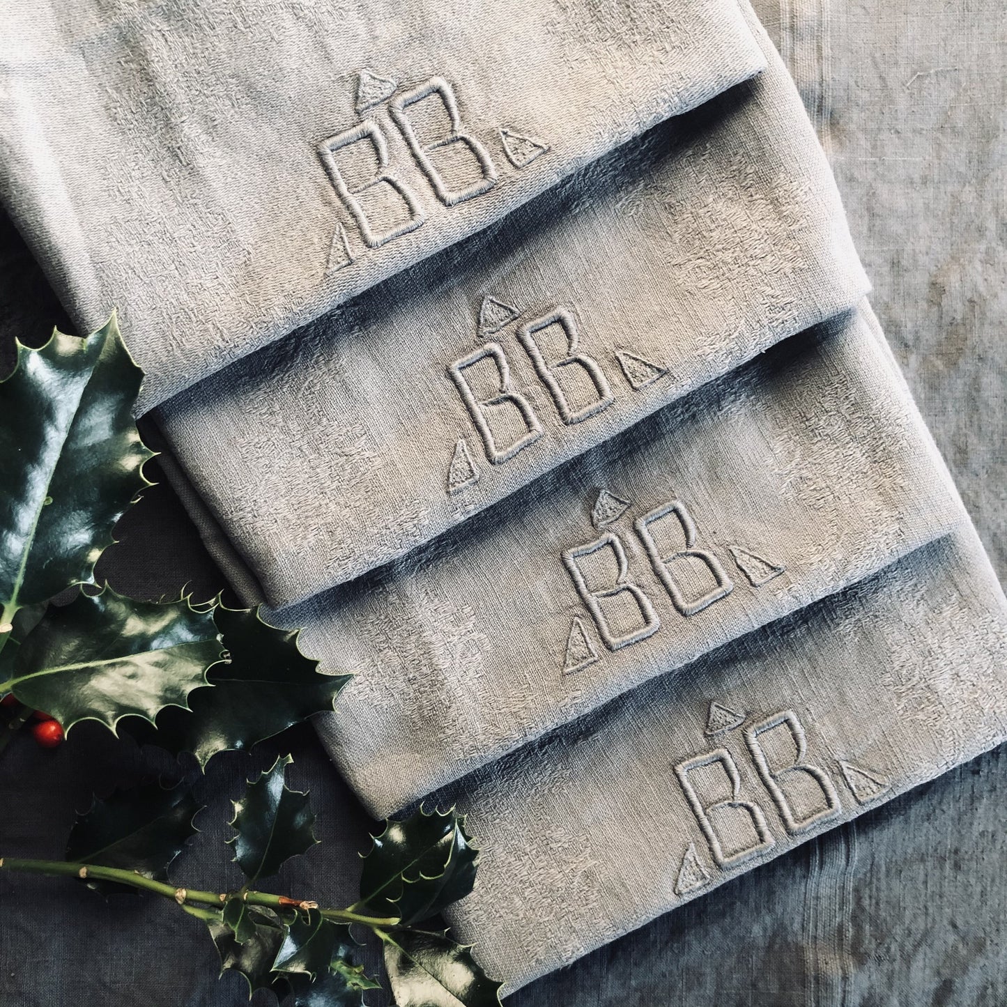 Luxury French Vintage Grey Linen Napkins