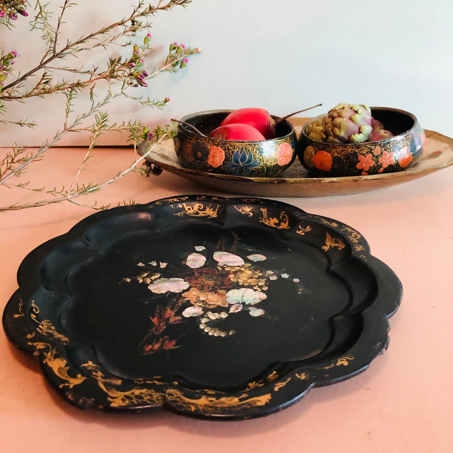 The Tattooist Kim- Antique Kashmir Papier Mache Bowl