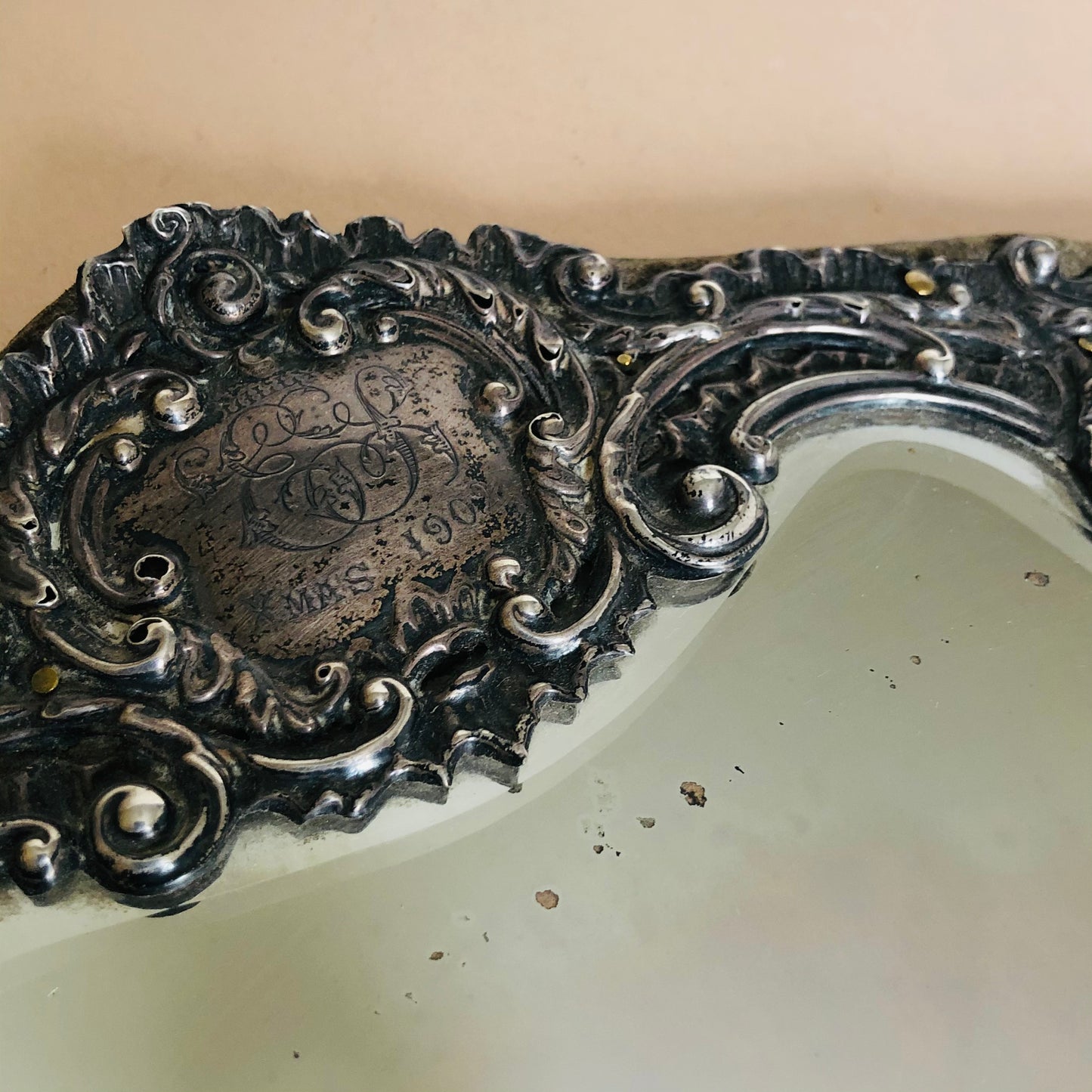 The Skater Stephanie - Edwardian Silver Vanity Mirror