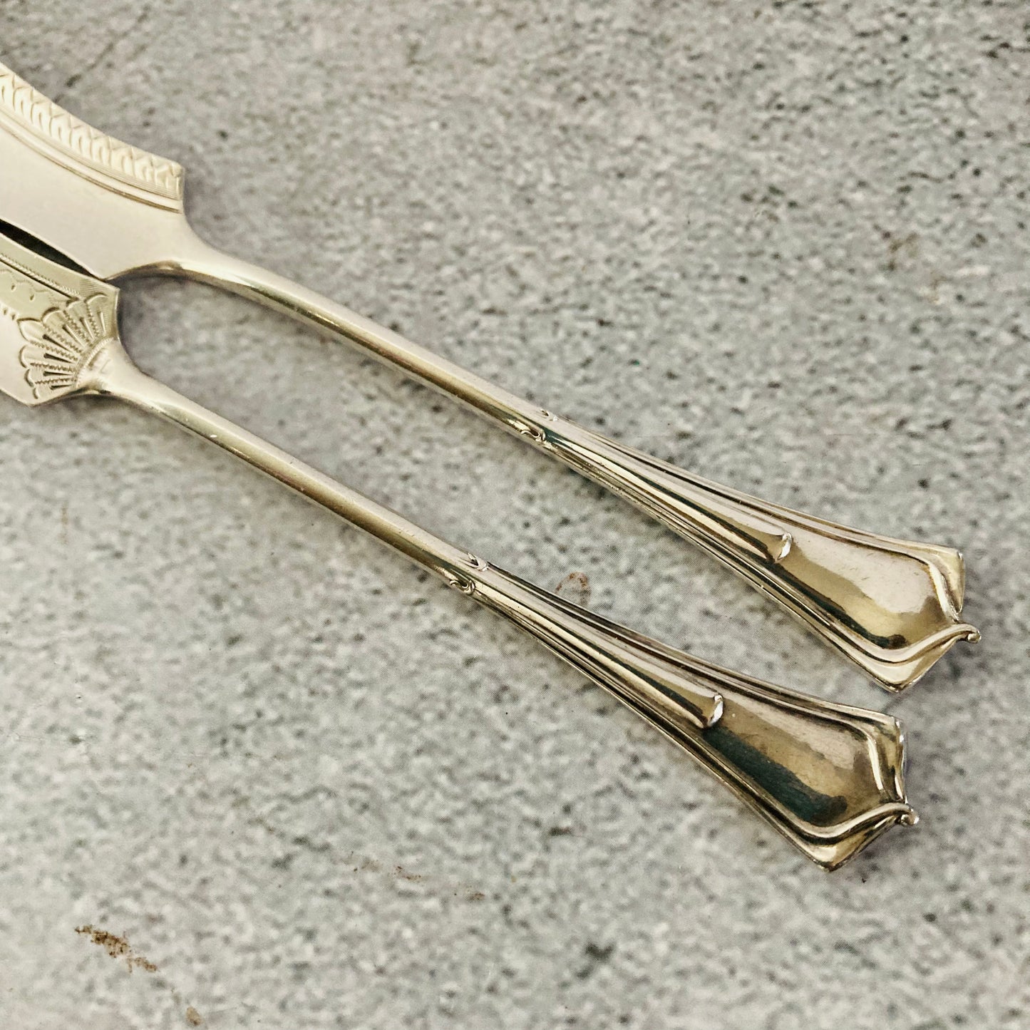 Antique Silver Engraved Miniature Butter Knives