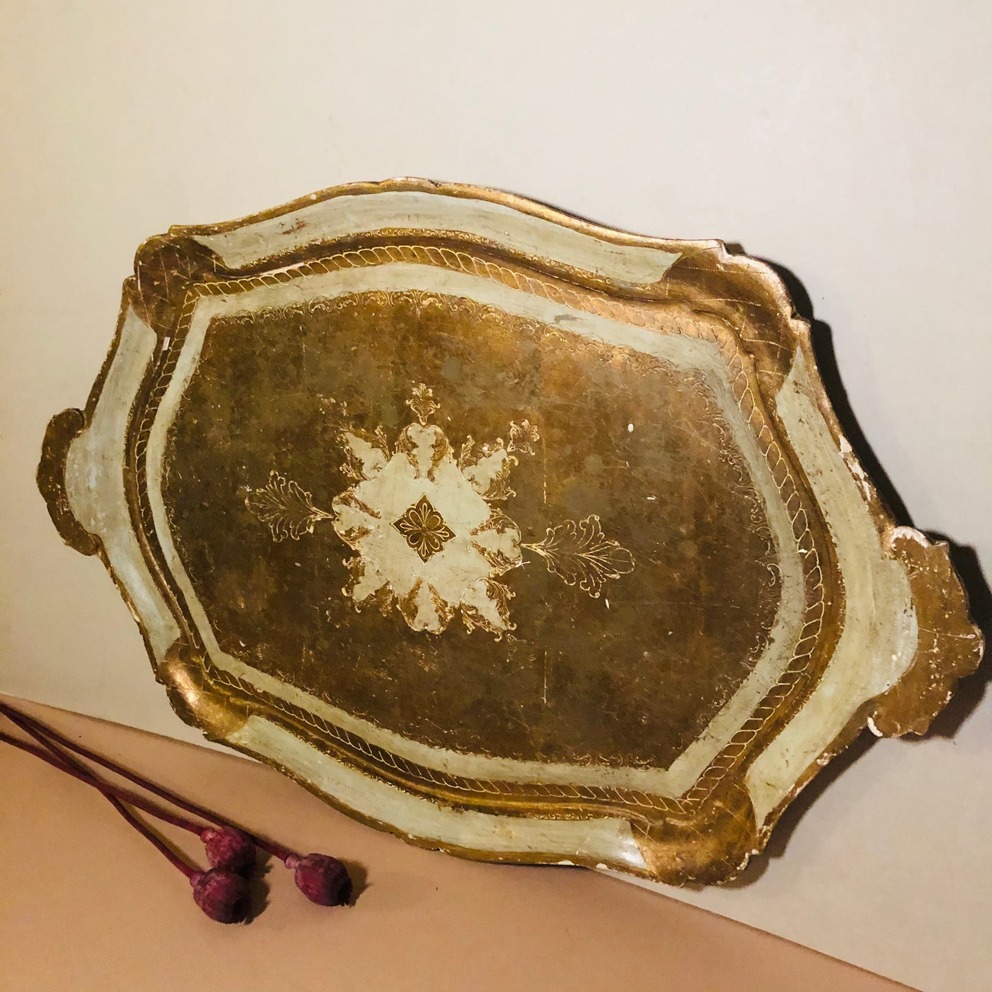 Large Papier Mache Florentine Tray | Vintage Homer Decor