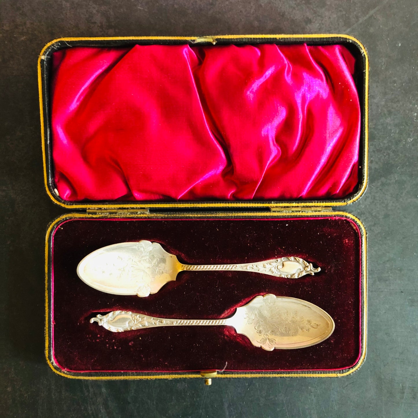 Antique Silver Engraved Preserve Spoons