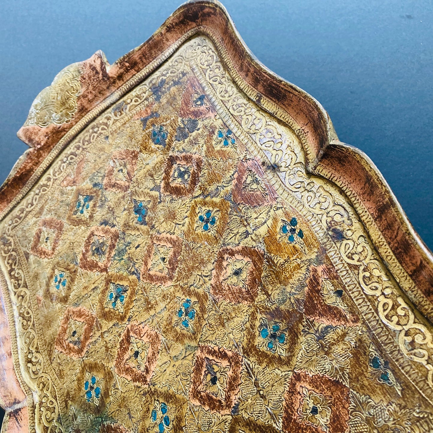 Vintage Copper & Gold Paper Mache Florentine Tray