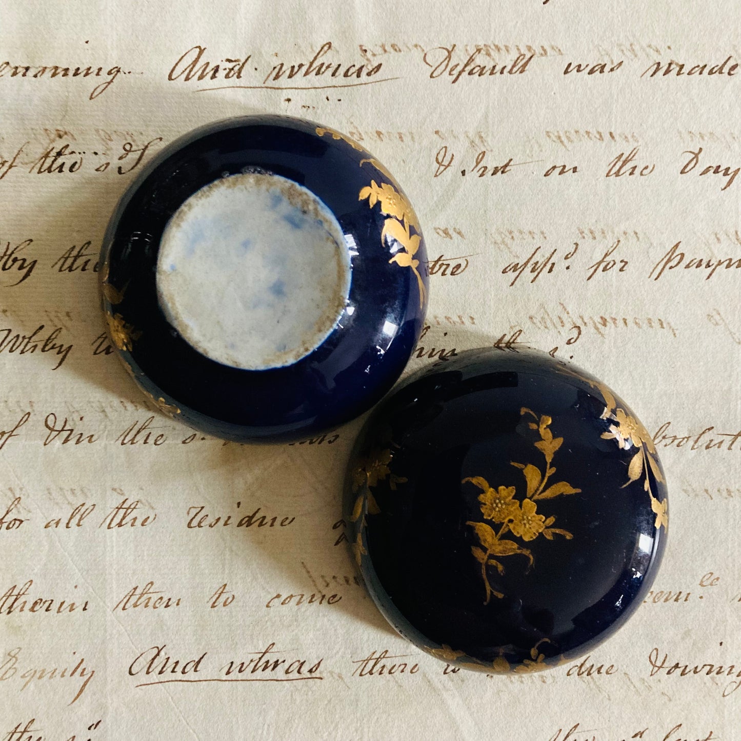 Vintage Cobalt Blue Glaze Trinket Pot