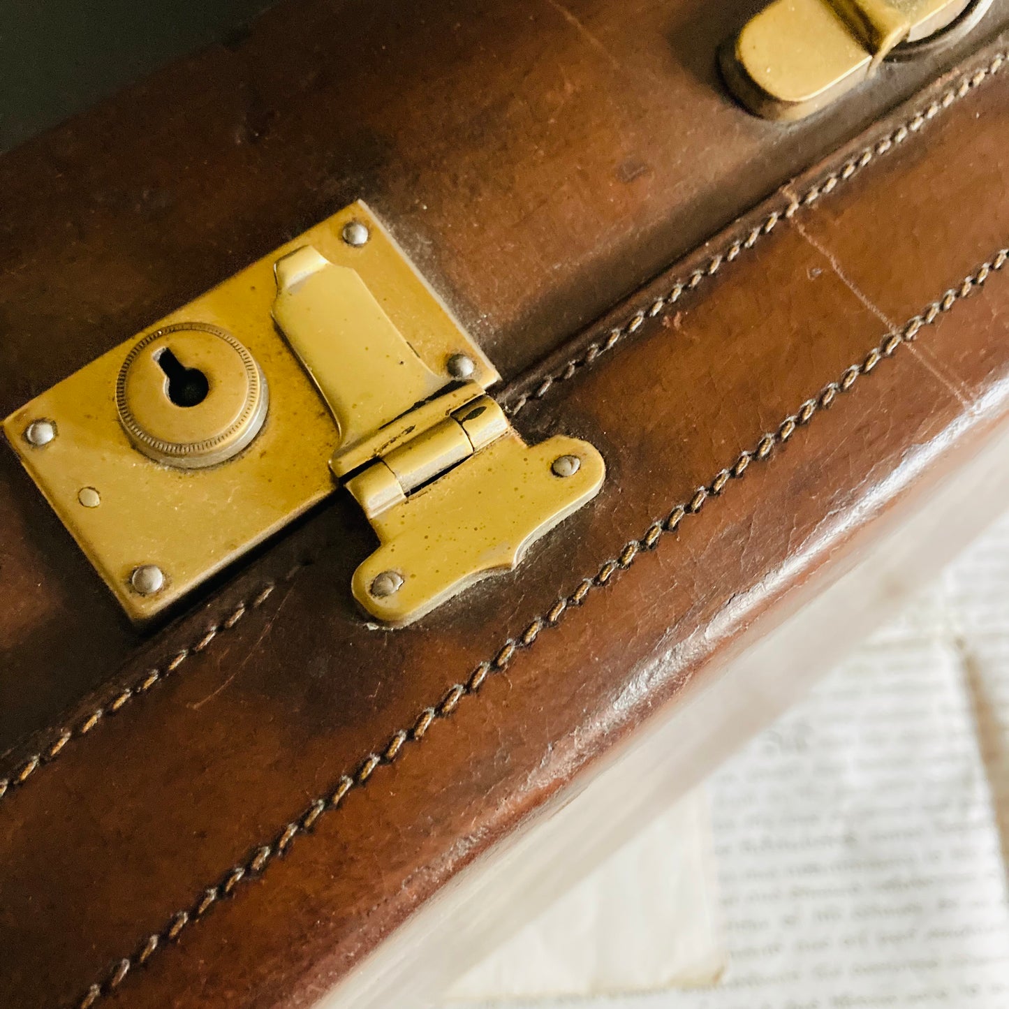 Vintage Brown Leather Suitcase