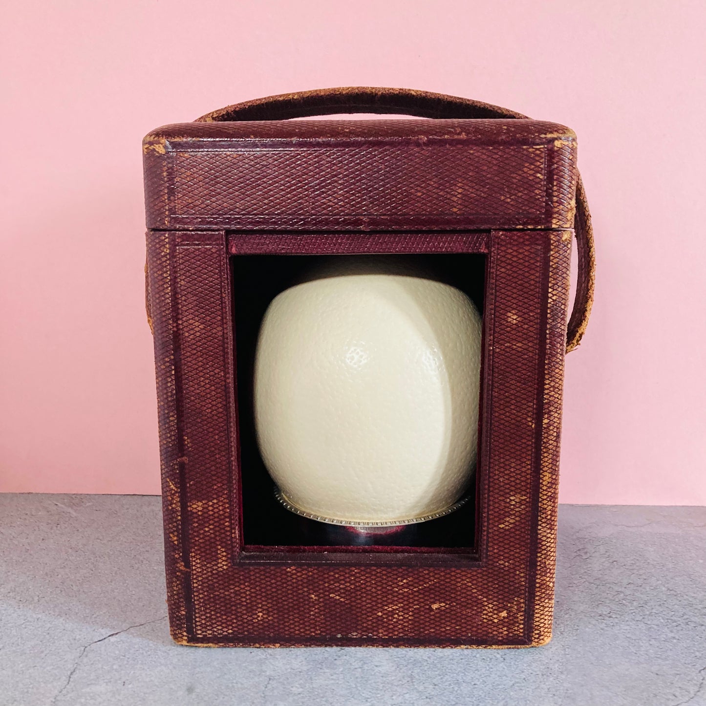 Antique Ostrich Egg and Silver Plate Ostrich Cup