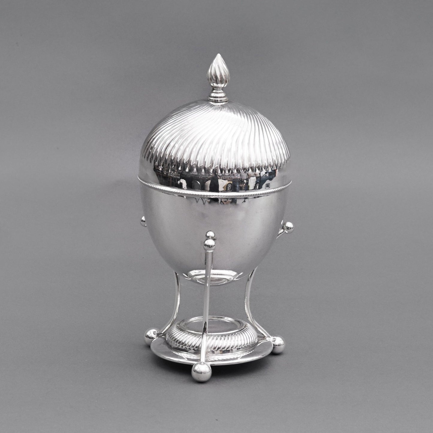 The Groom Lance - Silver Egg Coddler with Rippled Lid