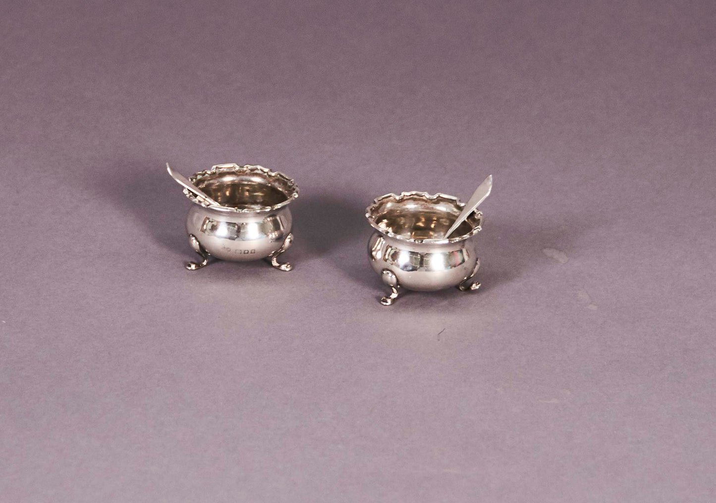 The Headhunter Morgan - Pair of Antique Tiny Salt Spoons