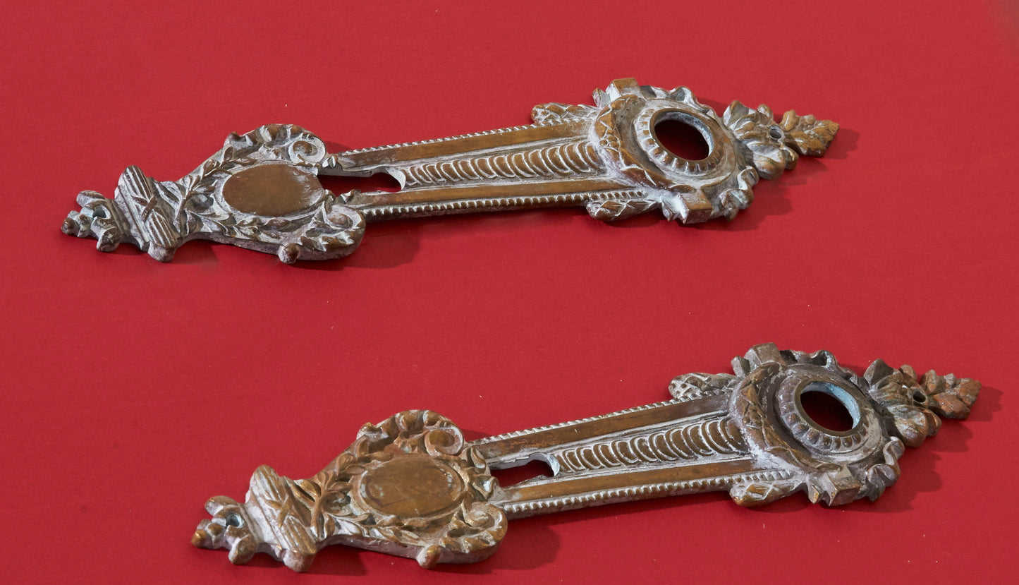 The Pimp Robin - Pair Of French Salvage Handle Back Plate and Escutcheon