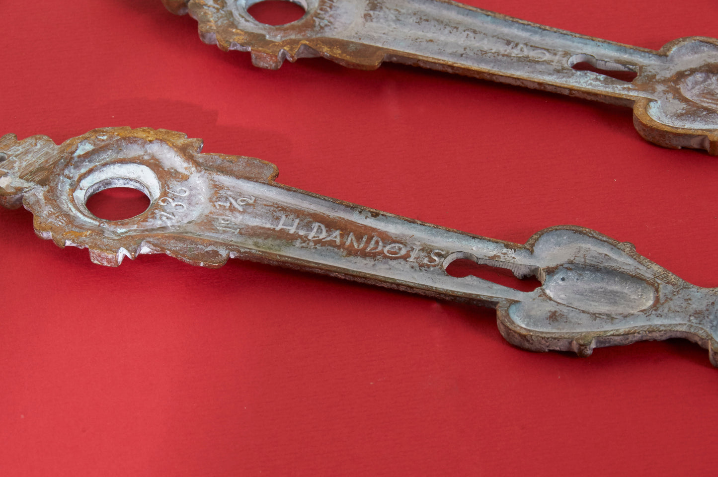 The Pimp Robin - Pair Of French Salvage Handle Back Plate and Escutcheon