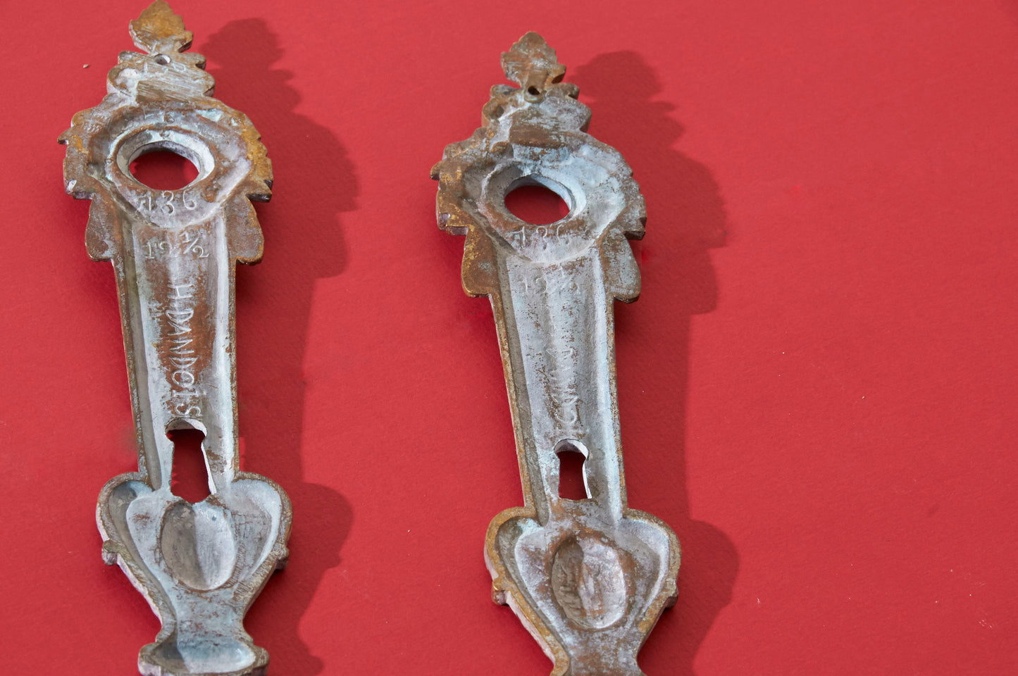 The Pimp Robin - Pair Of French Salvage Handle Back Plate and Escutcheon