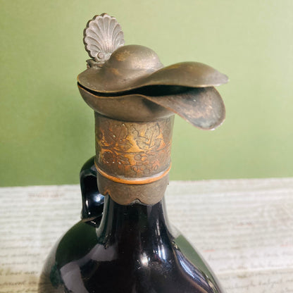Antique Brown Glass Decanter Flagon