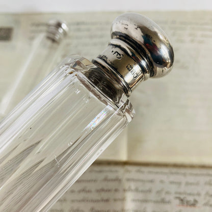 Antique Vanity Long Glass and Silver Jar