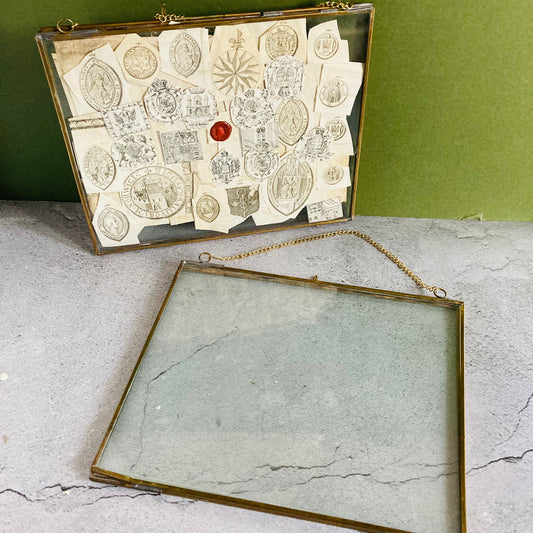 Vintage Glass and Brass Double Side Display Picture Frame