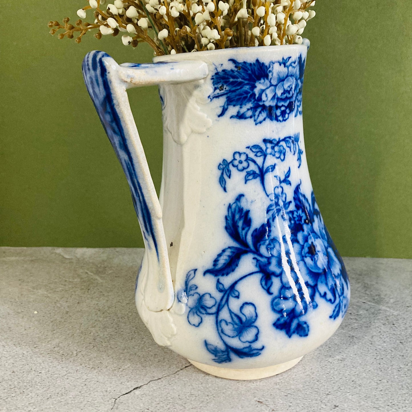 Hand Painted Blue and White Ceramic Jug