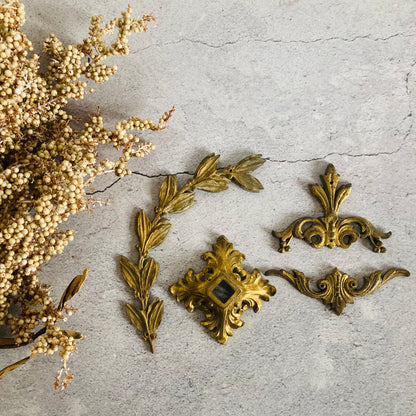 Antique Decorative Laurel Brass Plaque
