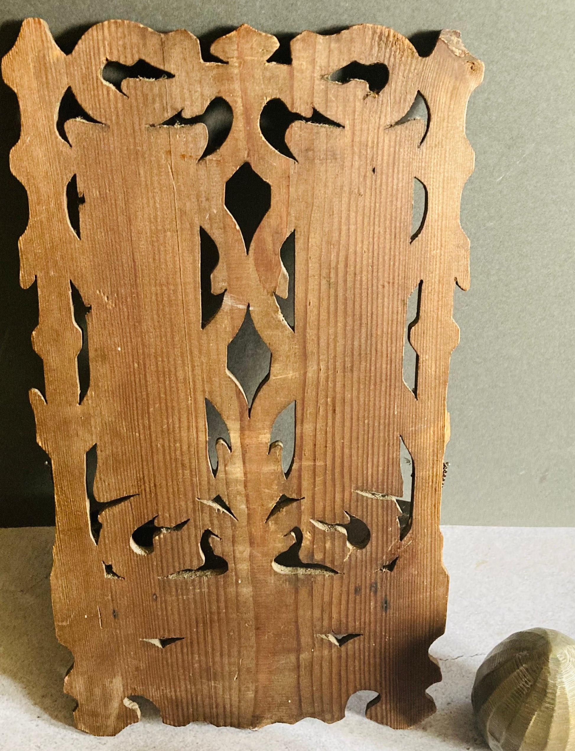 Antique Hand Carved Mirror Display Shelf | Folk Art