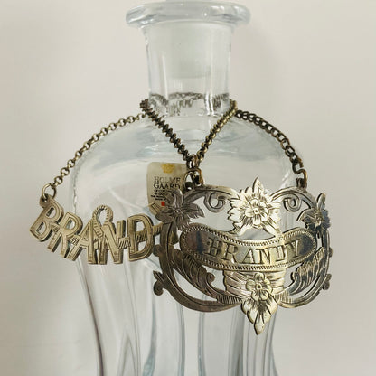 Antique Silver Decanter Brandy Bottle Label