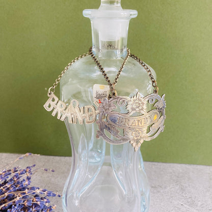 Antique Silver Decanter Brandy Bottle Label