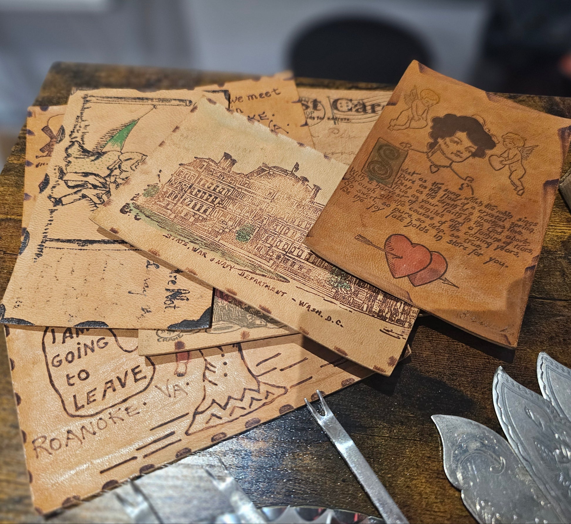 Vintage Ephemera Vintage Leather Postcards