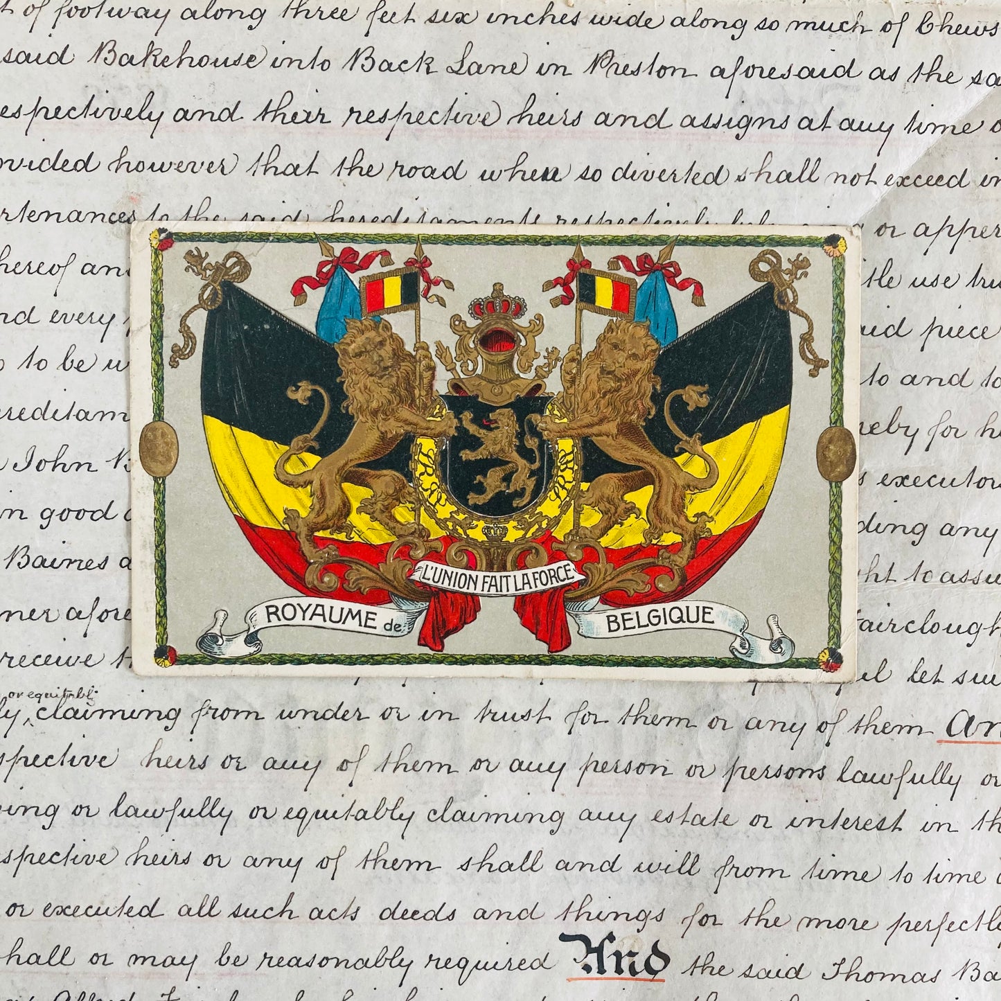 Vintage Ephemera Royal Coat of Arms Postcard For Belgium